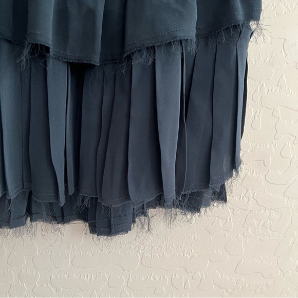 LOVESHACKFANCY navy blue mini silk dress raw hem - Picture 9 of 11